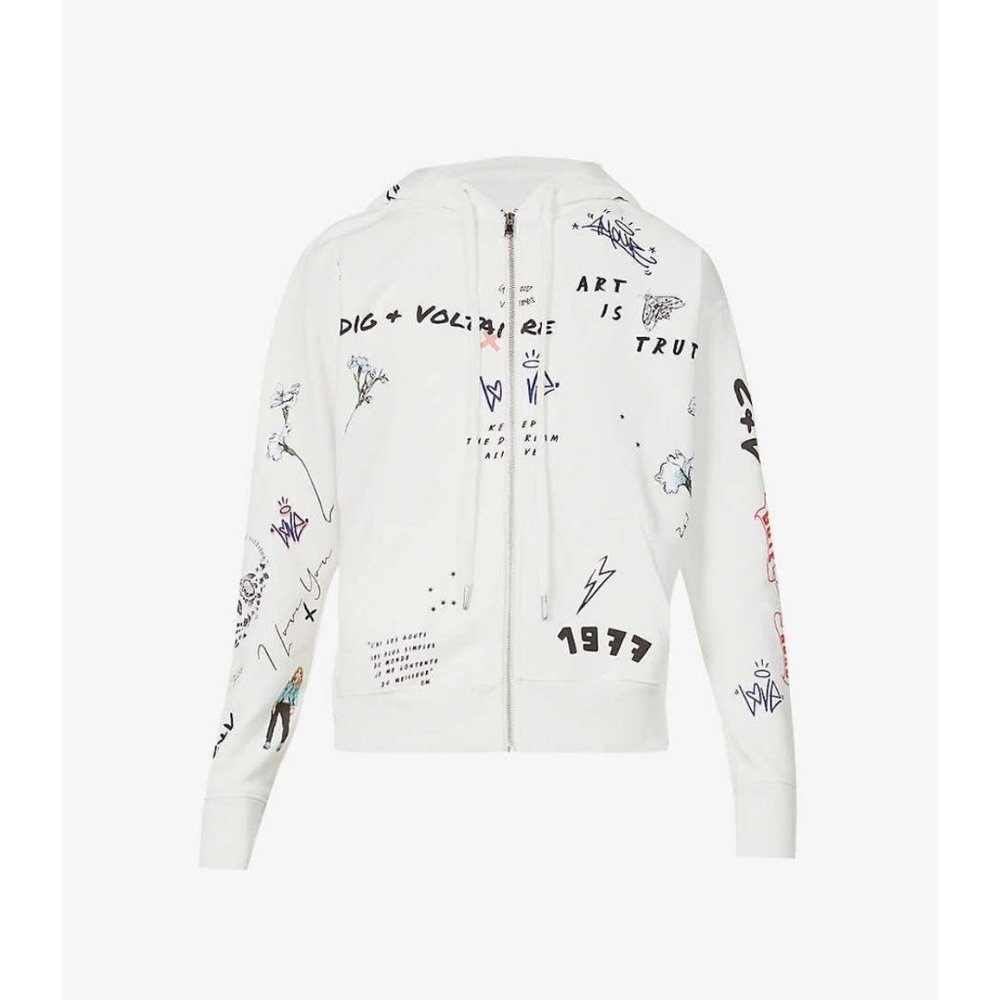 Zadig and Voltaire Spencer Tattoo-print zip up cotton